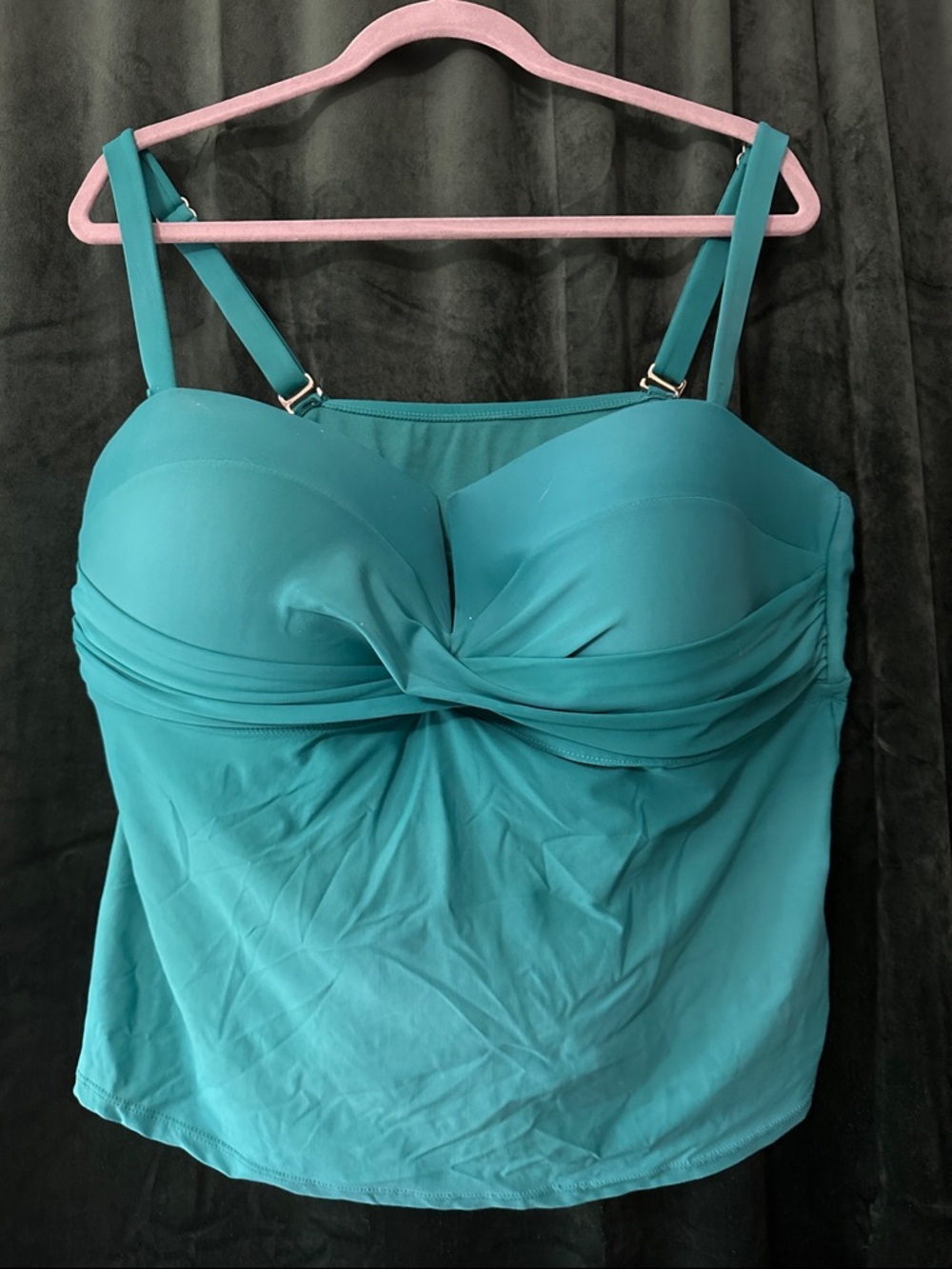 Turquoise Twist-Front Tankini Top